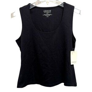 Adrienne Vittadini Womens Black Ponte Tank Top Sz M  Scoop Neck Sleeveless NWT